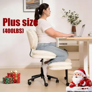 【Plus Size】Oversized Ergonomic Cross Legged Swivel Chair, Adjustable Height and PU Leather, corduroy materials, Meditation Chair with Back Support, Kneeling chair, meditation chair Home and Office