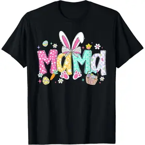 100% Premium Cotton Mama Easter Bunny Ears Coquette Bow Mom Mother Grandma Women T-Shirt