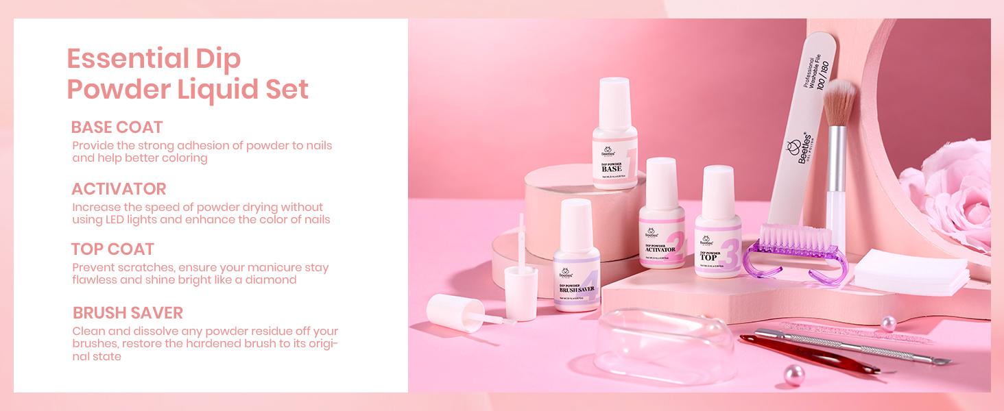 Beetles Dip Powder Starter Nail Kit with【Base&Top Coat&Activator&Manicure Tool】Don't Need UV light Nail Art Nails at home Nail Salon Gift#SpringTok Cosmetic Polish  Cutics #TikTokShopBacktoSchool