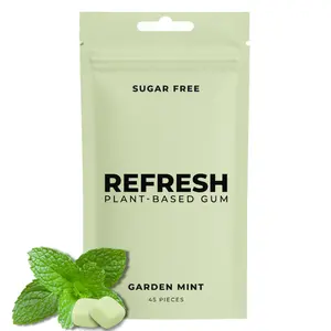 Refresh Gum Garden Mint, Xylitol – Sugar Free Chewing Gum Pouch, Natural Flavor & Organic Ingredients – Aspartame Free, Plant-Based, Non-GMO – 45 Pieces