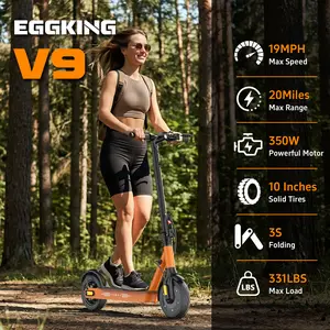 Adult Foldable Electric Scooter, 44.5"×21.3" Larger Size,, 36V 10.4Ah Battery, 4-Hour Fast Charging, 10" Solid Tires, 350W Powerful Motor,19MPH Max Speed (Unlocked to 28MPH), 21-Mile Range, Portable Folding, Dual Braking System