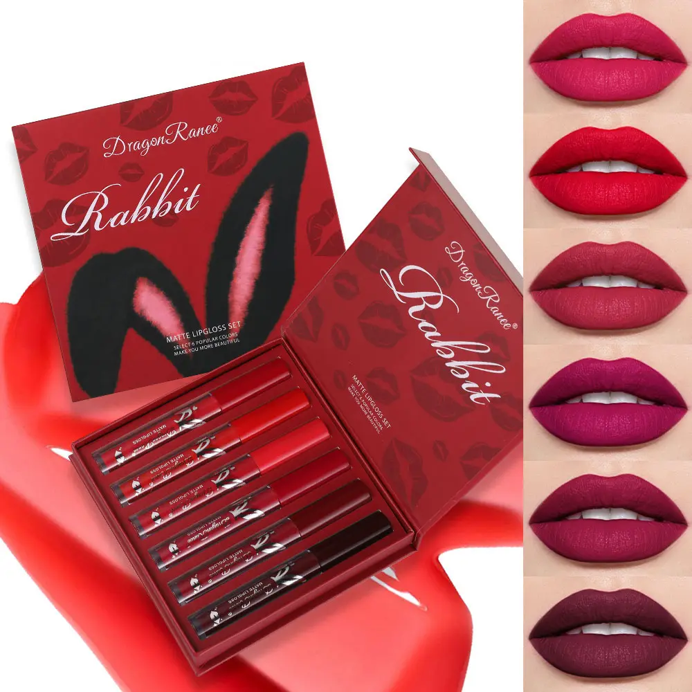 6 Pcs Natural Charm Matte Lip Glaze Long Lasting Waterproof Lipstick Makeup Non Stick Cup Easy To Apply Lip Glossy Suitable For Beginners Beauty Cosmetic
