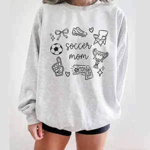 Baian - Soccer Mom Sweatshirt, Mom Soccer Sweater, Soccer Mama Shirt, Gift for Soccer Mom, Fall Soccer Season Shirt, Soccer Sweatshirt, Soccer outfit Crewneck Womenswear Hoodie Tops