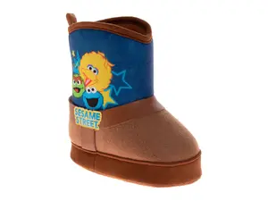 Sesame Street Oscar, Cookie, and Big Bird Kids' Boots  Warm Fuzzy Ankle Slippers (Toddler)