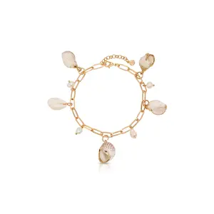 Paperclip Chain Multi-Shell Charm Anklet