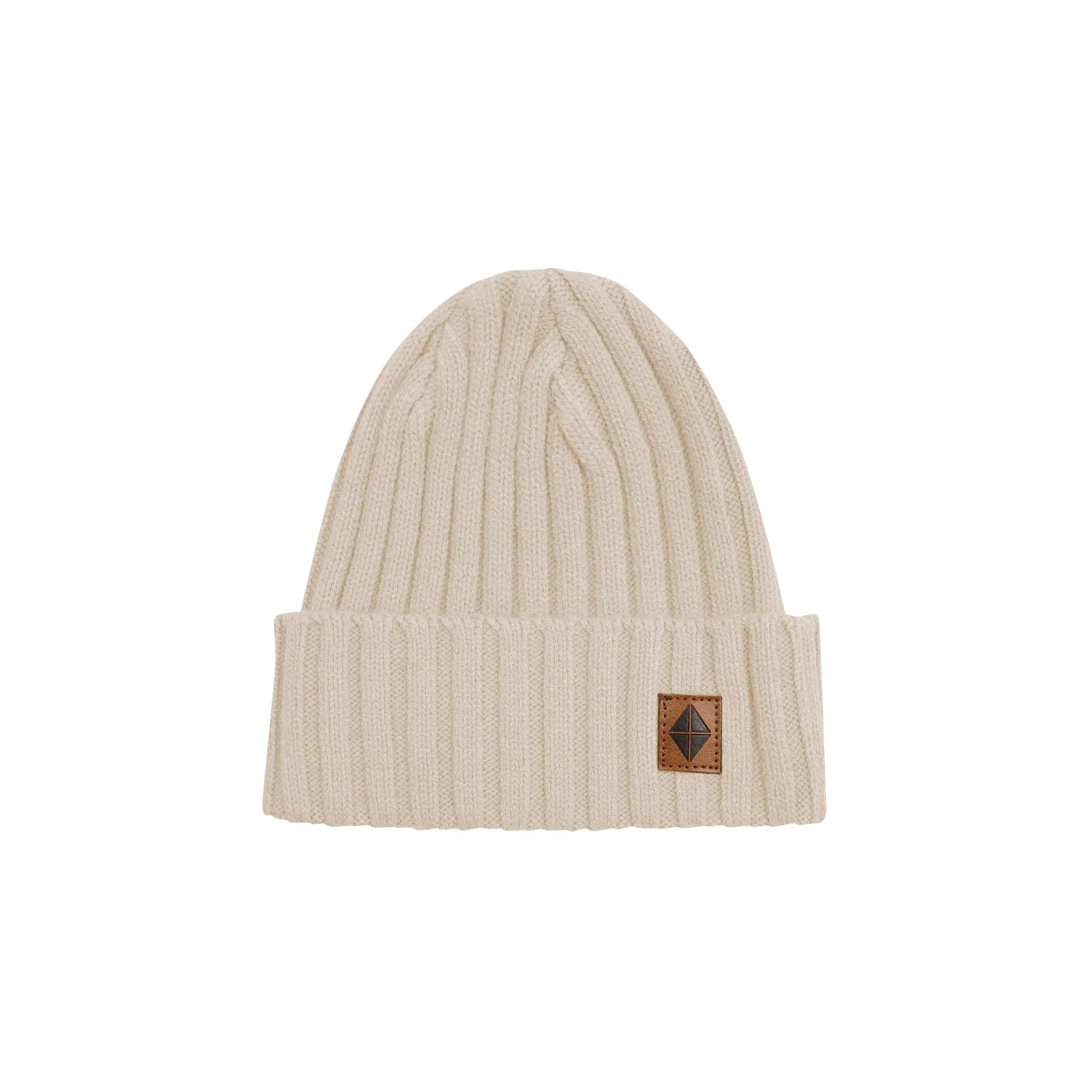 Women's Rib-Knit Hats in Almond | Soft Chunky Ribbed Bamboo Blend Beanie, Ultra Stretchy & Gentle on Hair for Winter