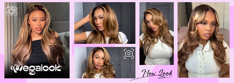 [New Highlight 2P427] Megalook Ombre Honey Blonde Wig #2 Roots P427 Highlight Colored 13x6 Glueless Lace Frontal Wigs Pre-everything Wig
