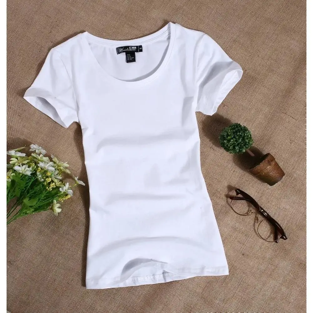 MRMT Women's Slim Fit Solid Color T-Shirt, Simple Short Sleeve Casual Basic Tee for Daily Wear Tops Womenswear Fitted Minimalist