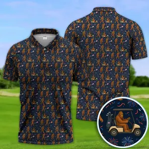 Crazy Patriotic 250 Bigfoot Golf Polos, America 250th Sasquatch Golf Shirt, Golf Gift For Men For Men For Women, Soft Breathable Cotton, Comfortable Casual Fit, Classic Collared Polo Shirts for Work, Golf, Travel, Tennis