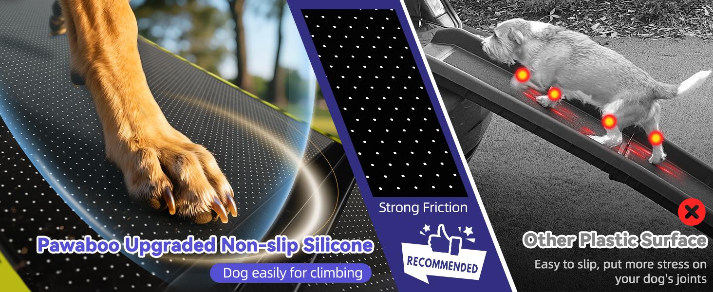 74'' L & 20'' W Longest Dog Ramp for Car - Extra Wide Portable Pet Dog Ramps for Large Dogs, Dogs Cars Ramp for Car SUV/Truck/RV/Bed, Lightweight Ramps with Non-Slip Mesh Up to 250LBS, Black