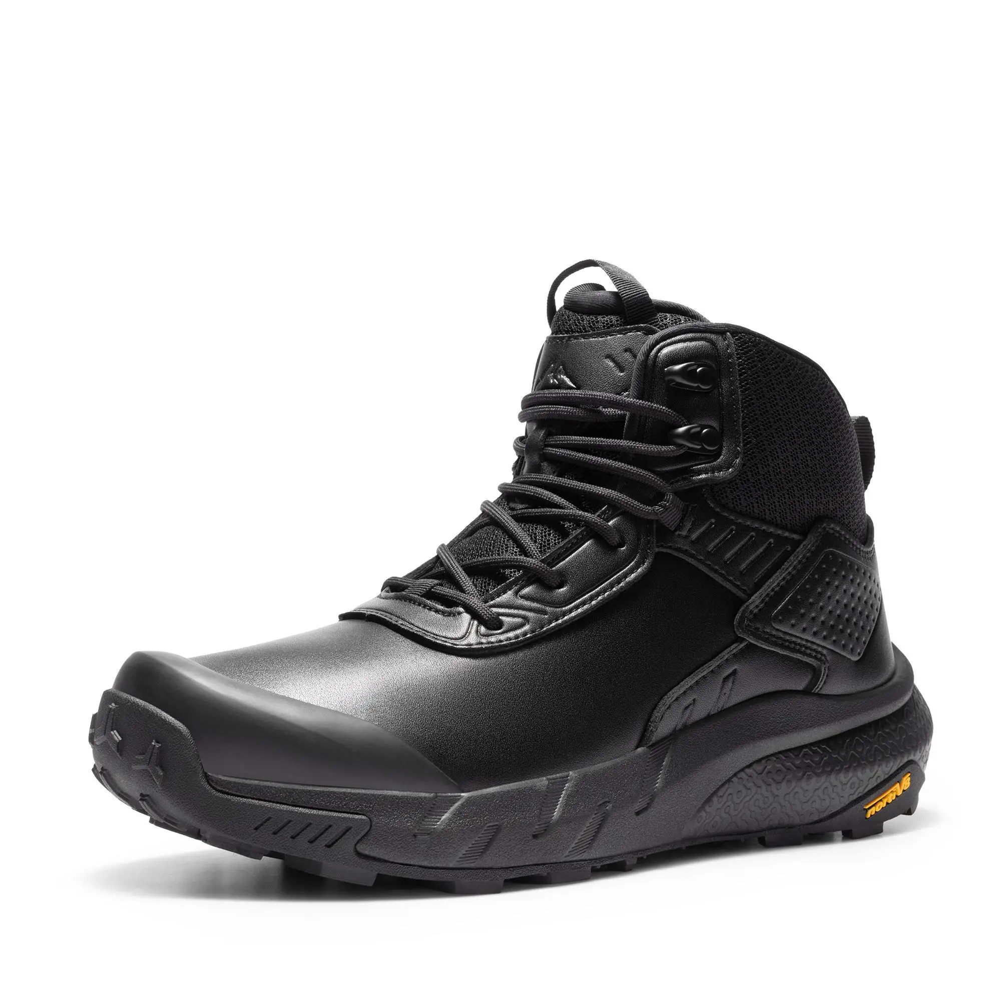 NORTIV 8 VaporGuard Men's Waterproof Military Tactical Leather Work Boots - Closed Ankle-High, Hook-Loop Strap Closure, Breathable, Durable Shoe with EVA Flex Midsole for Walkers, Workers, Walking Shoes, Tactical Shoes