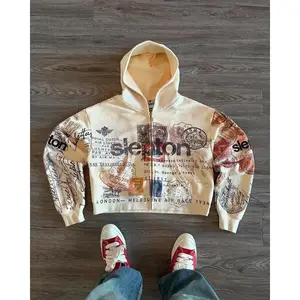 Passport printed women's hoodie fashion hip-hop zipper hoodie long sleeved clothes women's sportswear street jacket