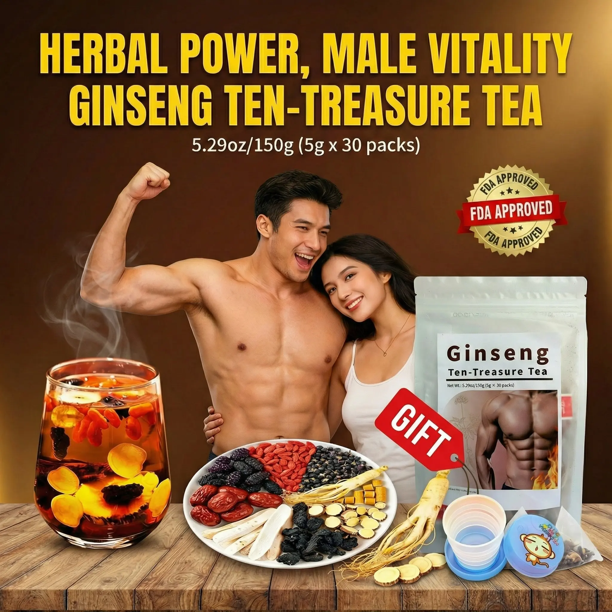 Ginseng Herbal Wellness Tea Daily Vitality Tea Nourishing Herbal Blend Traditional Formula Tea Bags Portable Single Serve Infusion Tea natural fresh tea tea wolfberry leaf body packet gentle cleansing