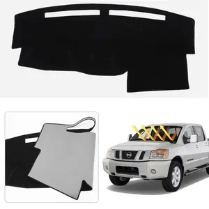 Custom Fit Polyester Dash Mat for 2004-2012 Nissan Titan (Without Sensor, No Navi Holes) Non-Slip UV Protection Anti-Glare Dashboard Cover Black