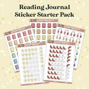 Reading Journal stickers starter pack, 5 reading journal sticker sheets for starting your reading journal, bookish stickers, journal sticker sheet for book review, booktok journaling sticker