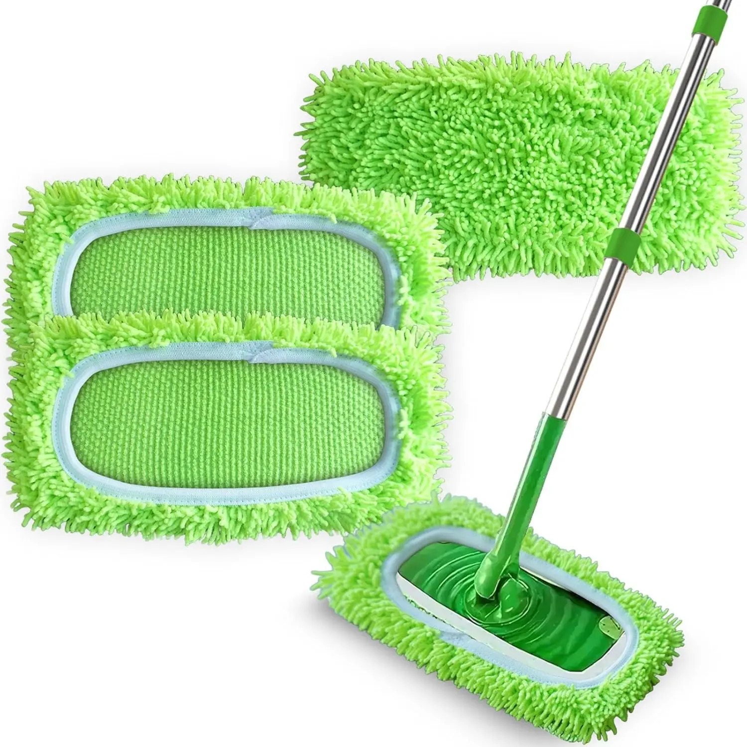 4 Pack Reusable Microfiber Mop Pads Compatible with Swiffer Sweeper, Washable Dry Sweeping Cloths and Wet Mopping Pad Refills for Hardwood Surface Floor Cleaning (Mop is Not Included)