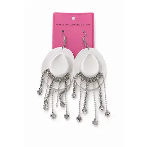 Rhinestone Rodeo Cowgirl Hat Earrings