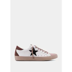 PAMELA Brown - ShuShop Star Sneaker -  Vintage-inspired everyday women sneaker with contrast star detail, neutral brown accents, and an easy wear-with-everything look.