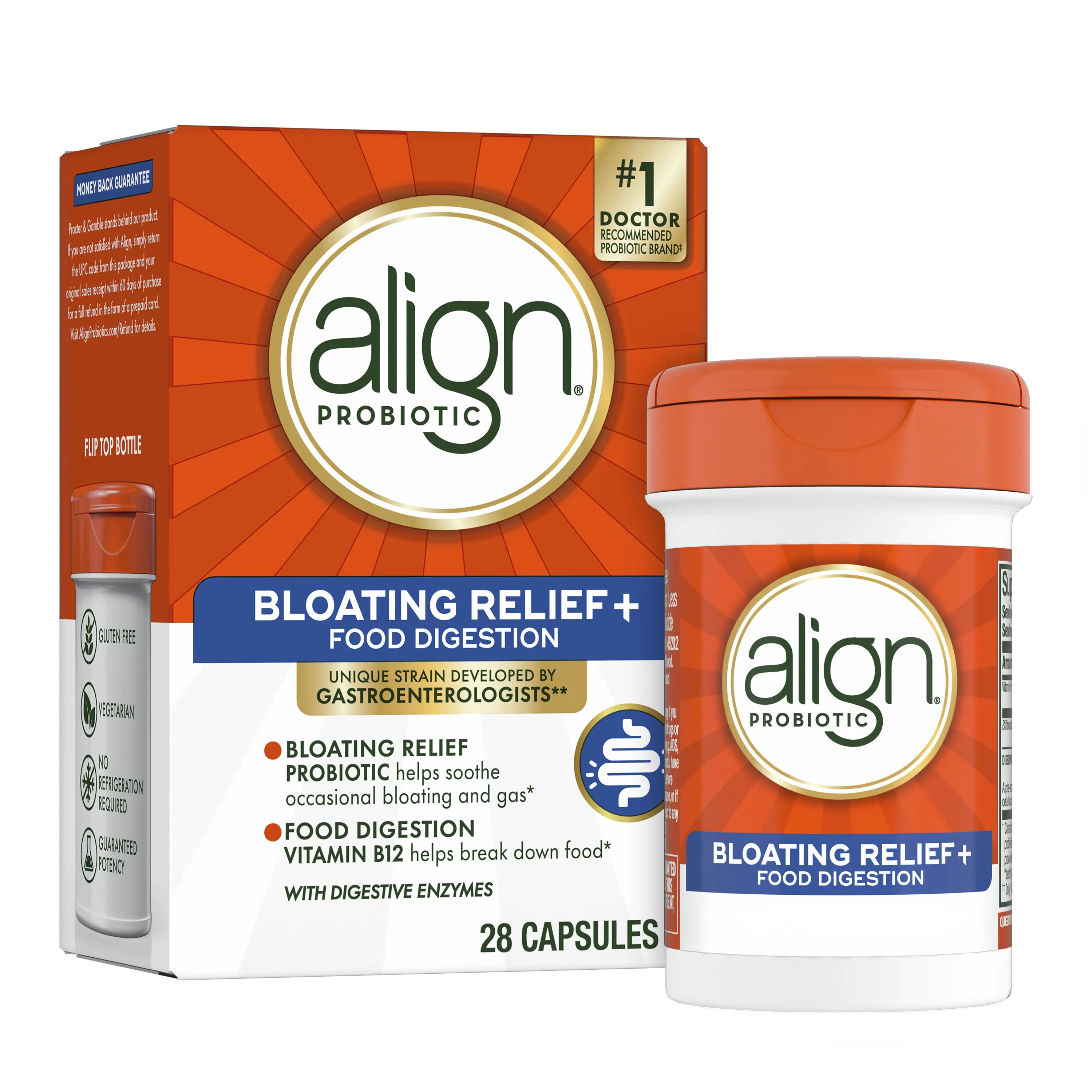 Align Probiotic Bloating Relief + Food Digestion, Probiotics for Women and Men, 28 capsules