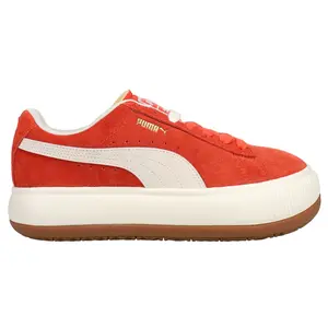 PUMA Womens Suede Mayu Up Perforated Platform Sneakers Shoes Casual - Red