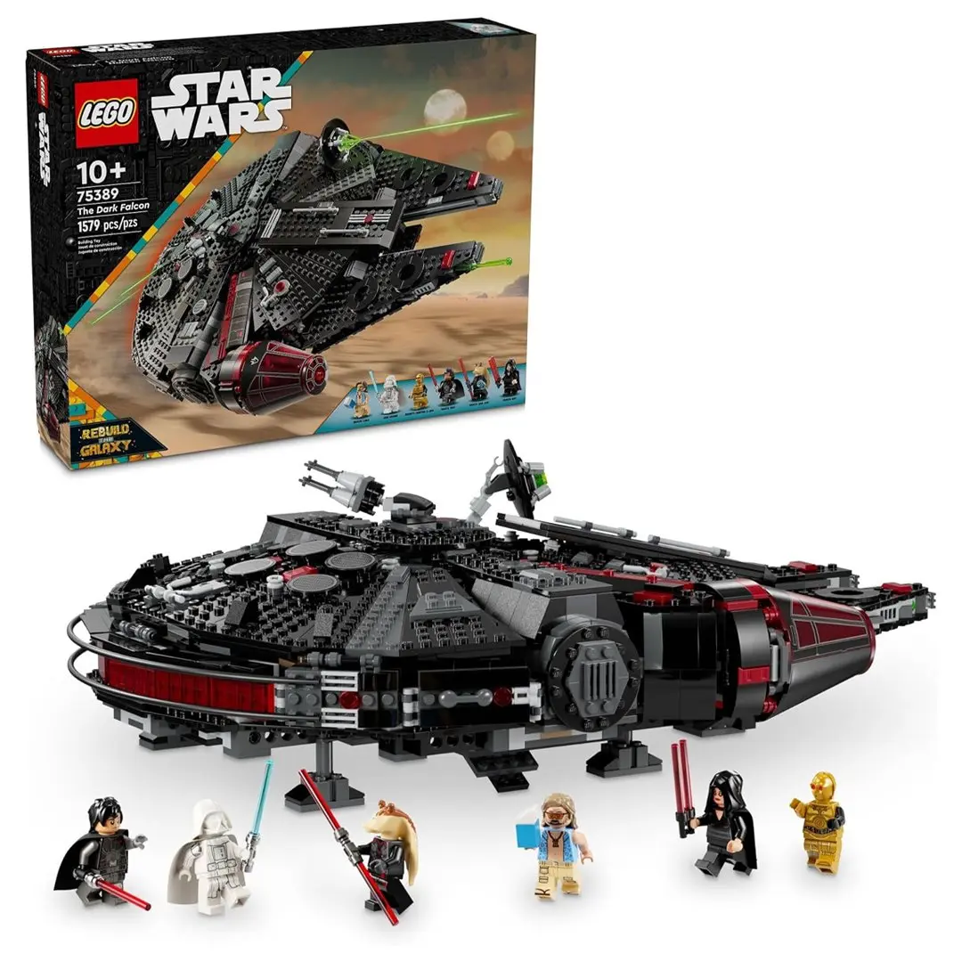 LEGO Star Wars The Dark Falcon Millennium Falcon Buildable Toy Vehicle (75389) Playset – Darth Jar Jar Construction Set with Entertainment Area, Gunner Post, Jail Cell for Rebuild the Galaxy Fun