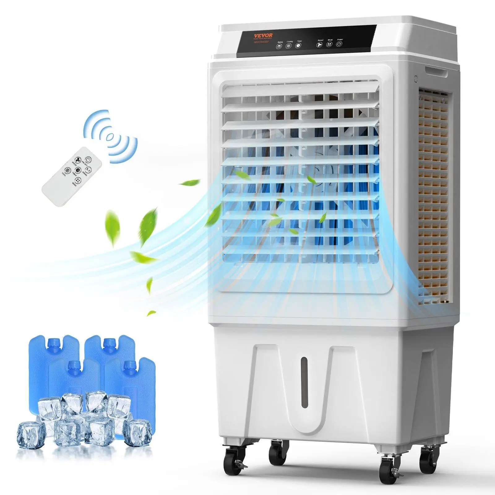 【Summerfinds】VEVOR Evaporative Air Cooler, 3100 CFM, 135° Oscillating Swamp Cooler with Adjustable 3 Speeds and 12 H Timer, 9 Gal Portable Air Cooler for 950 Sq.ft, Indoor/Outdoor Use
