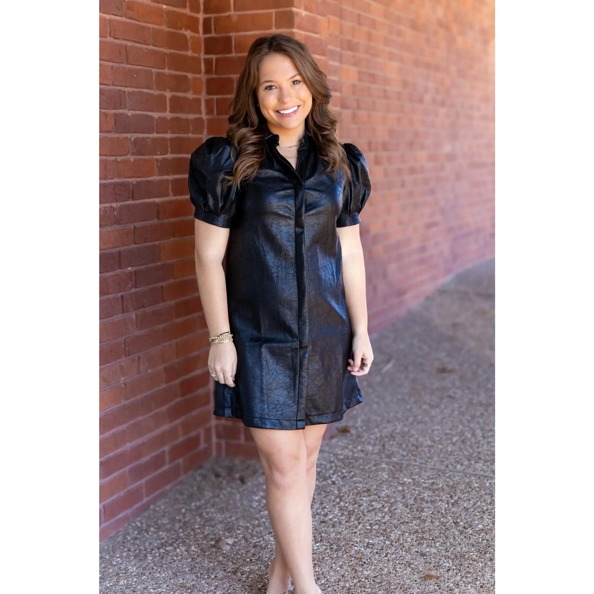 Vivienne Pleather Mini Dress - Black