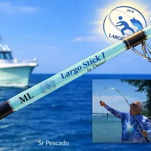 Largo Stick II Spinning Fishing Rod 7ft Two Section 7 Guides Medium Light Fiberglass Saltwater Fishing Durable Portable Strong