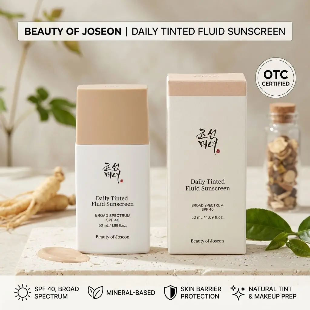 Daily Tinted Fluid Sunscreen 50mL | OTC Certified, SPF, Broad Spectrum Protection, Mineral based Sunscreen, Makeup Skin Repair Facial Facial