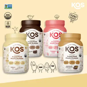 KOS Organic Superfood Plant Protein Powder, Vanilla Flavor — 20g Protein, 12 Vitamins & Minerals, No Erythritol, USDA Certified — Meal Replacement for Women and Men