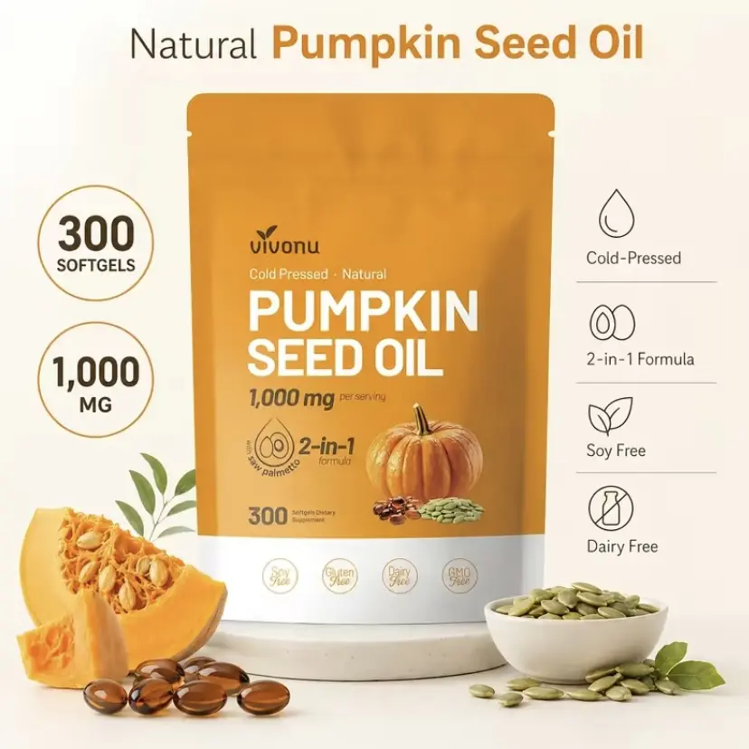 Antioxidant Dietary Supplement Pumpkin Seed Oil 1000mg with Saw Palmetto 300 Softgels