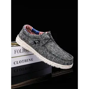 Men's Lightweight Loafers Slip-On Soft Sole Canvas Shoes, Casual Sporty Round Toe Sneakers, Breathable Trendy Men's Footwear