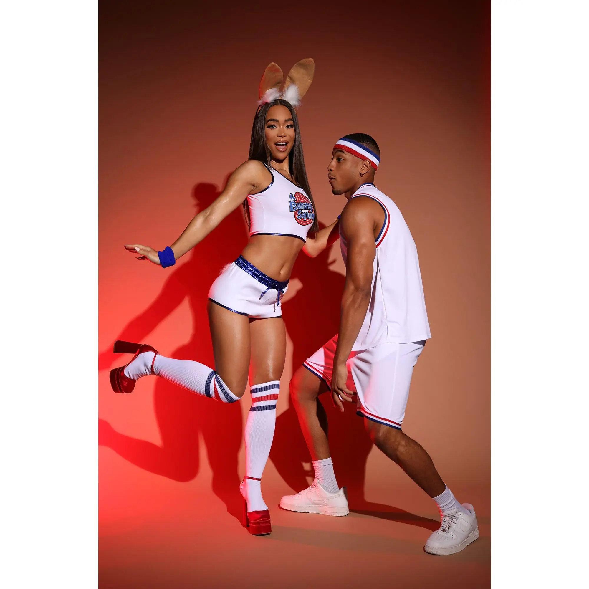 Basketball Bunny Babe 5 Piece Costume Set - White/Blue