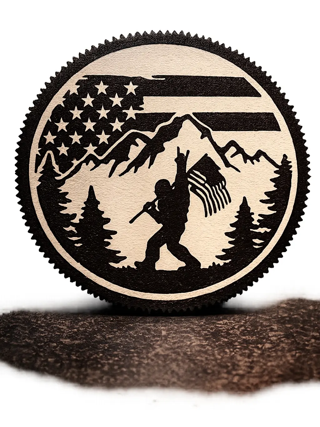 Bigfoot American Flag Hitch Cover, Mountain Patriot Trailer Hitch Cover for Trucks, SUVs & Jeeps, 2” Receiver Plug