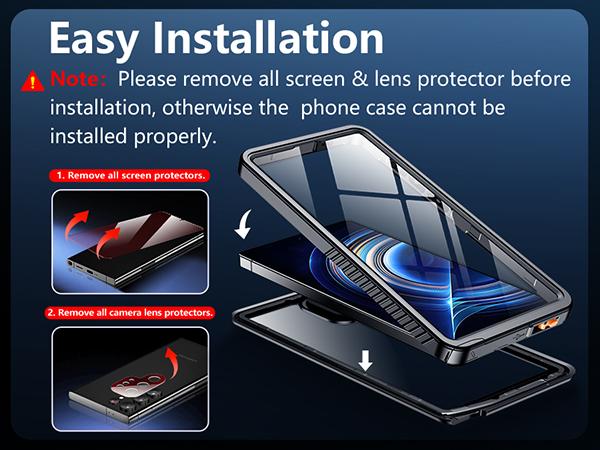 Temdan Designed for Samsung Galaxy S26Ultra/S26/S26Plus/S25Ultra/S25/S25Plus/S24Ultra/S24Plus/S24/S23Ultra/S22Ultra Case Waterproof, Built-in Lens & Screen Protector Military Shockproof Dropproof IP68 Underwater Full Body Phone Case-Black (2026)