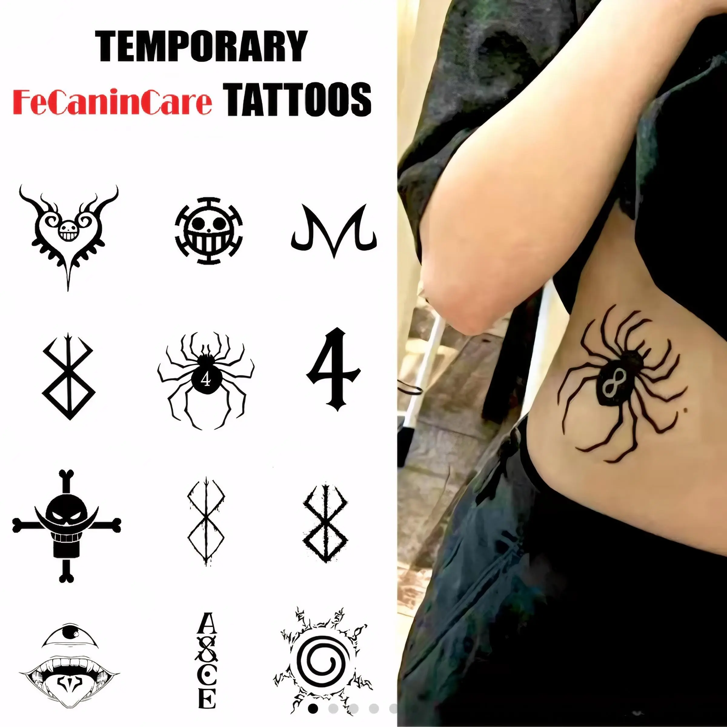 13 Cool Anime Pirate Temporary Fake Tattoo Sticker Set, Temporary Tattoo Stickers, Long-Lasting Safe Tattoos for Party Cosplay, Easy to Apply and Remove