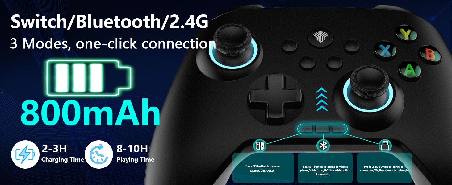 YUYIU Dawn Breaker No Stick Drift Wireless Controller(Not ForXBox) for PC Switch Steam with Hall Effect Sticks Linear Triggers Dual Vibration RGB Macro Buttons