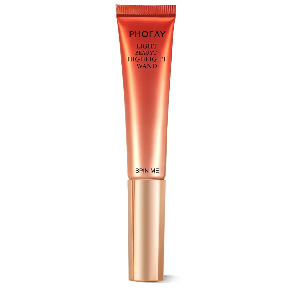 PHOFAY Makeup Cosmetic Liquid Highlighter Wand - Silky Buildable Shimmer, Rotatable Fluffy Applicator, Long-Lasting Waterproof Glow for Face & Body, Natural Radiant Single Item Highlight