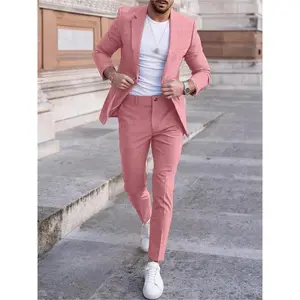 Men's solid color sports jacket and pants two-piece set, slim fit business formal suit set, men's spring and autumn clothing, men's clothing, work clothes, formal clothing, casual suit, solid color suit, formal slim fit gift