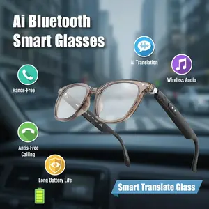 AI Bluetooth Smart Glasses with Real-Time Translation，Wireless Audio, Hands-Free Calling, Ultra-Lightweight Design，USB Magnetic Charging，Anti-Blue Light & UV Protection，Long Battery Life Ideal for Driving, Travel, Business，and Sports fitness,Wearable
