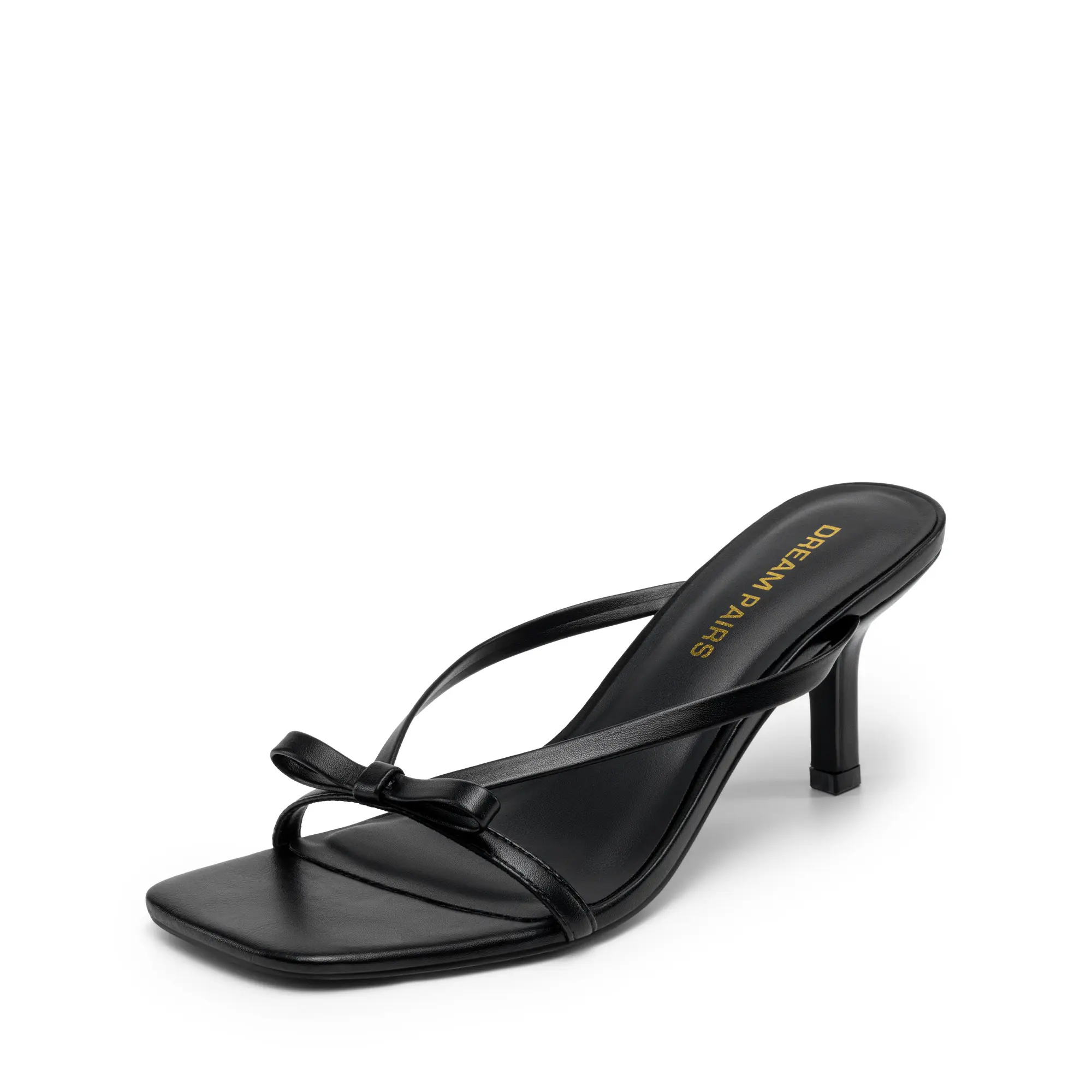 DREAM PAIRS Women's Bow Heels – Kitten Heel Mule Sandals, Square Toe Strappy Slip On Dress Heels, Elegant Bridal Wedding Party Formal Shoes for Special Occasions,shoes for back to school,back to school shoes