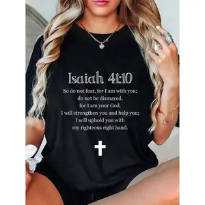 100% Cotton Unisex Isaiah 41:10 Bible Verse Scripture Christian T-Shirts Christ Christian Tops