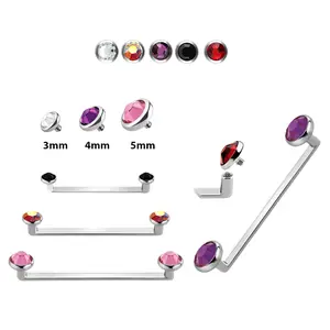 13G Surface Barbell Titanium Internal Threaded with Flat Press Fit Flat Gems Sold Each