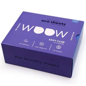 Eco-Friendly Laundry Detergent Sheets 64 Biodegradable Hypoallergenic Lavender Scent Travel-Friendly Natural Dissolvable Vegan Chemical-Free