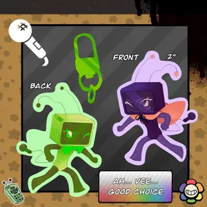 VEE Keychain - Dandy's World Double Sided Keychains - Vee Main Toons Kawaii Bag Accessory, Cool Collectible Gift for Fans, Aesthetic Merch for Players