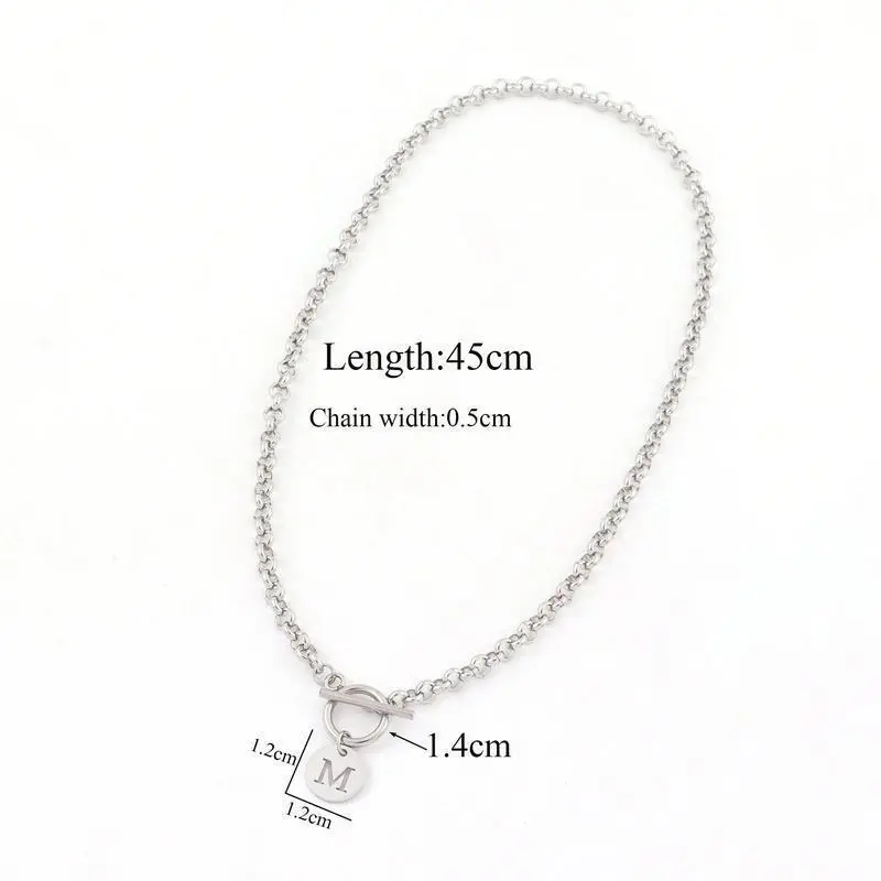 1pc Simple Silver Color Heart Hollow Initial Pendant Toggle Clasps Stainless Steel Chain Necklaces For Women 1pc Simple Silver Color Heart Hollow Initial Pendant Toggle Clasps Stainless Steel Chain Necklaces For Women