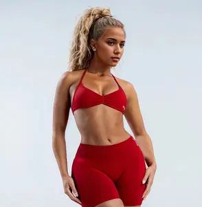 DFYNE Women's Impact Strappy Bra Open Back Padded Halter Sports Bra Breathable Comfortable for Yoga Gym Fitness Training Clothes Sportswear