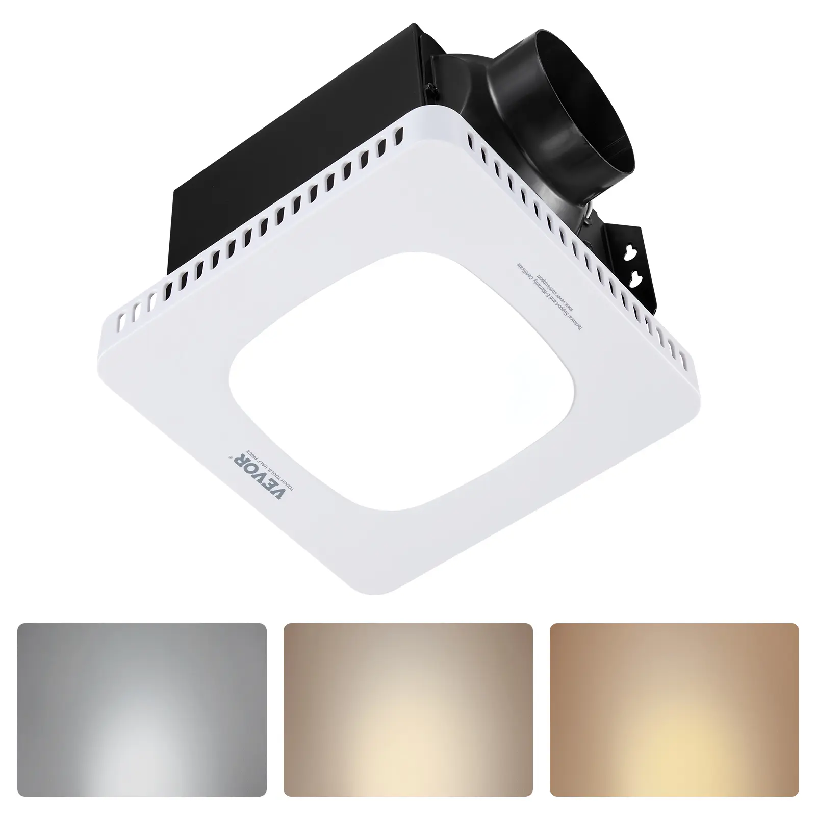 【DealsForYouDays】VEVOR Bathroom Exhaust Fan with LED Light, 80-110-130 CFM Bathroom Vent Three Gear Color Temp, 1.5 Sones Low-Noise, Premium AC Motor Ceiling Fan for Laundry Room, Storage Room, Home Ventilation, White