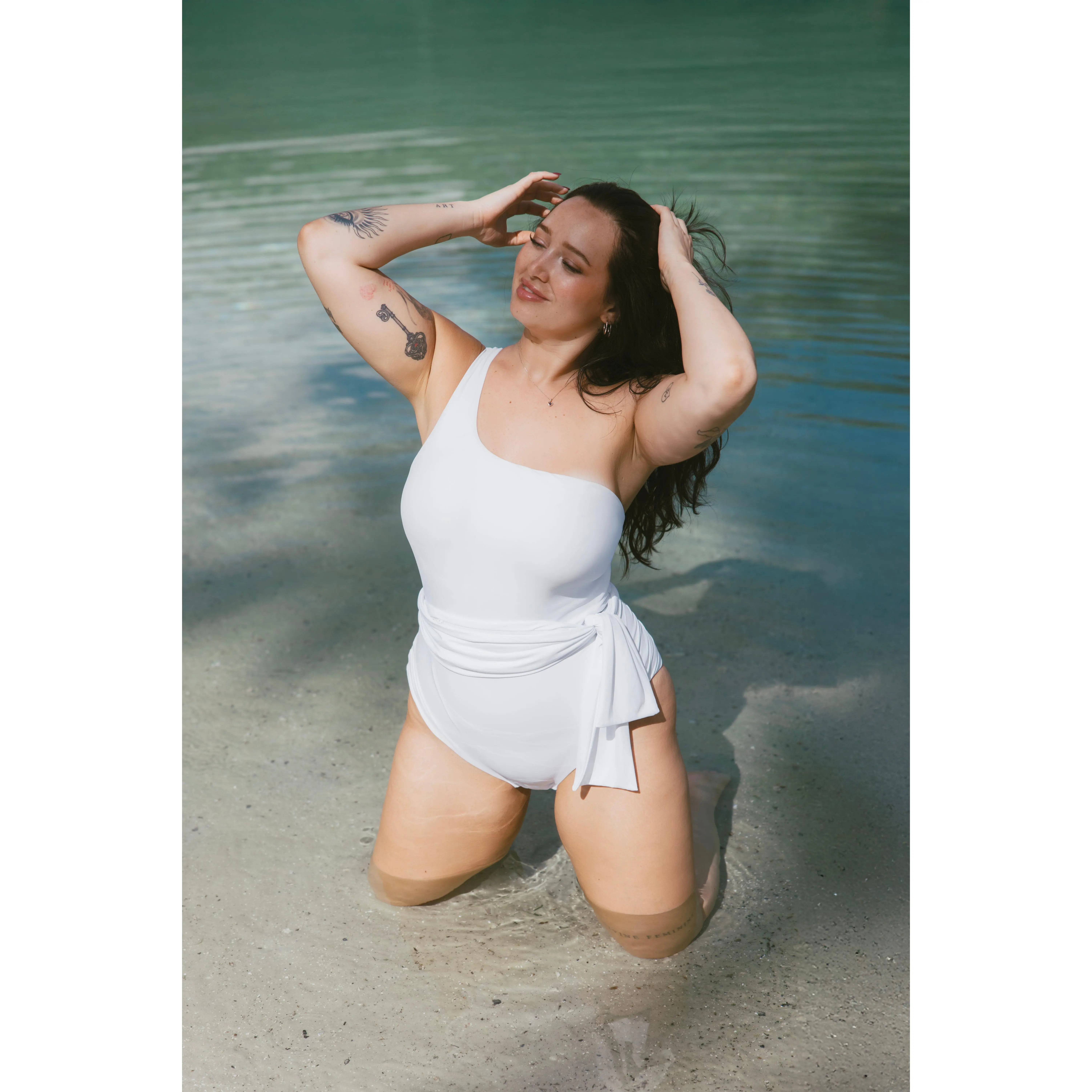The Briley: One Shoulder Swimsuit with Removable Waist-tie with Pocket