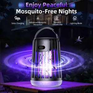 JT MOROLUX Solar Bug Zapper with Dual Charging, Electric Mosquito Killer & LED Lantern, Portable Indoor & Outdoor Insect Trap for Home, Patio, Garden & Camping